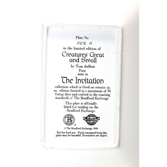 Bradford 1999 Plate Creatures Great Small Tom duBois The Invitation Noah's Ark - Picture 4 of 5